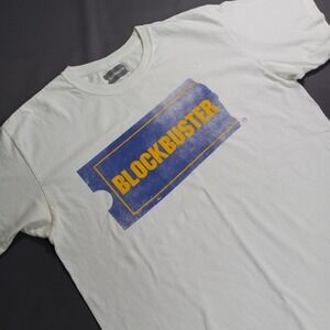 Blockbuster Video Graphic T-Shirt Mens White Retro 90s 100% cotton Size L